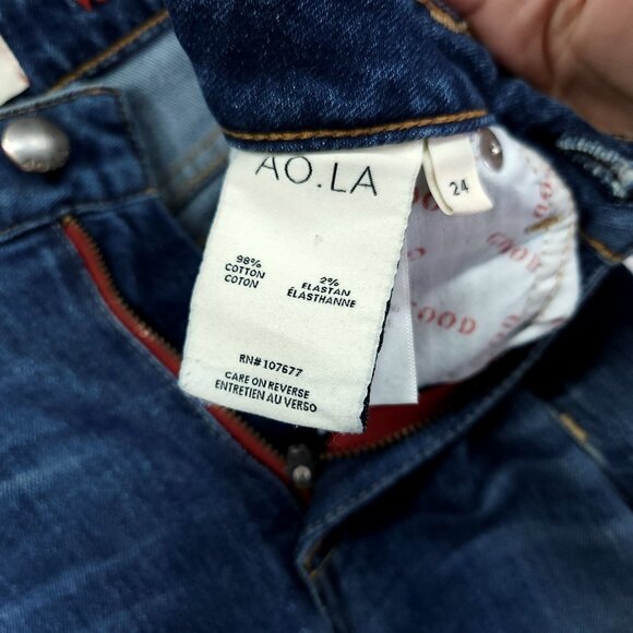 Alice + Olivia AO LA You Look Good Jeans 24 Denim Blue Stretch Tapered Leg - Picture 8 of 15